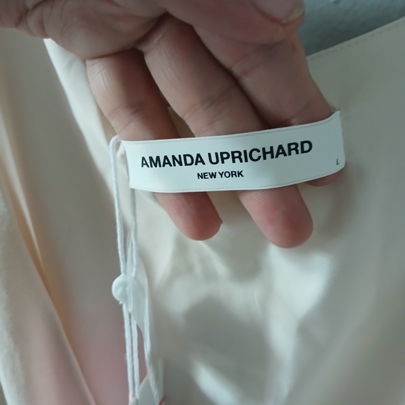 Amanda Uprichard Women's Dress NWT $264 Sz L Tiered Beige Sleeveless Lined Linen - Picture 3 of 16